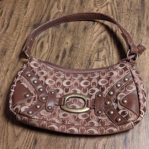 Chateau Brass Grommet & Buckle Brown Handbag